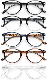 5 Pack Reading Glasses For Women/Men-Blue Light Blocking Computer Reader W/Round Frame - Retro Clear Lens Fake Eyeglasses(1.5)