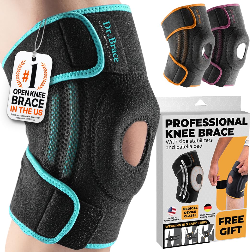 DR. BRACE Rodilleras Menisco y Ligamento - Rodillera Rotuliana Estabilizadora para Running, Correr, Gym, Hiking y Esquí (Earth M)
