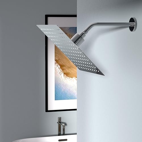 Miniatura 8 de Lordear Cabezal de ducha con filtro cuadrado de acero inoxidable de 12 pulgadas, cabezal de ducha de alta presión para agua dura, ducha de cascada