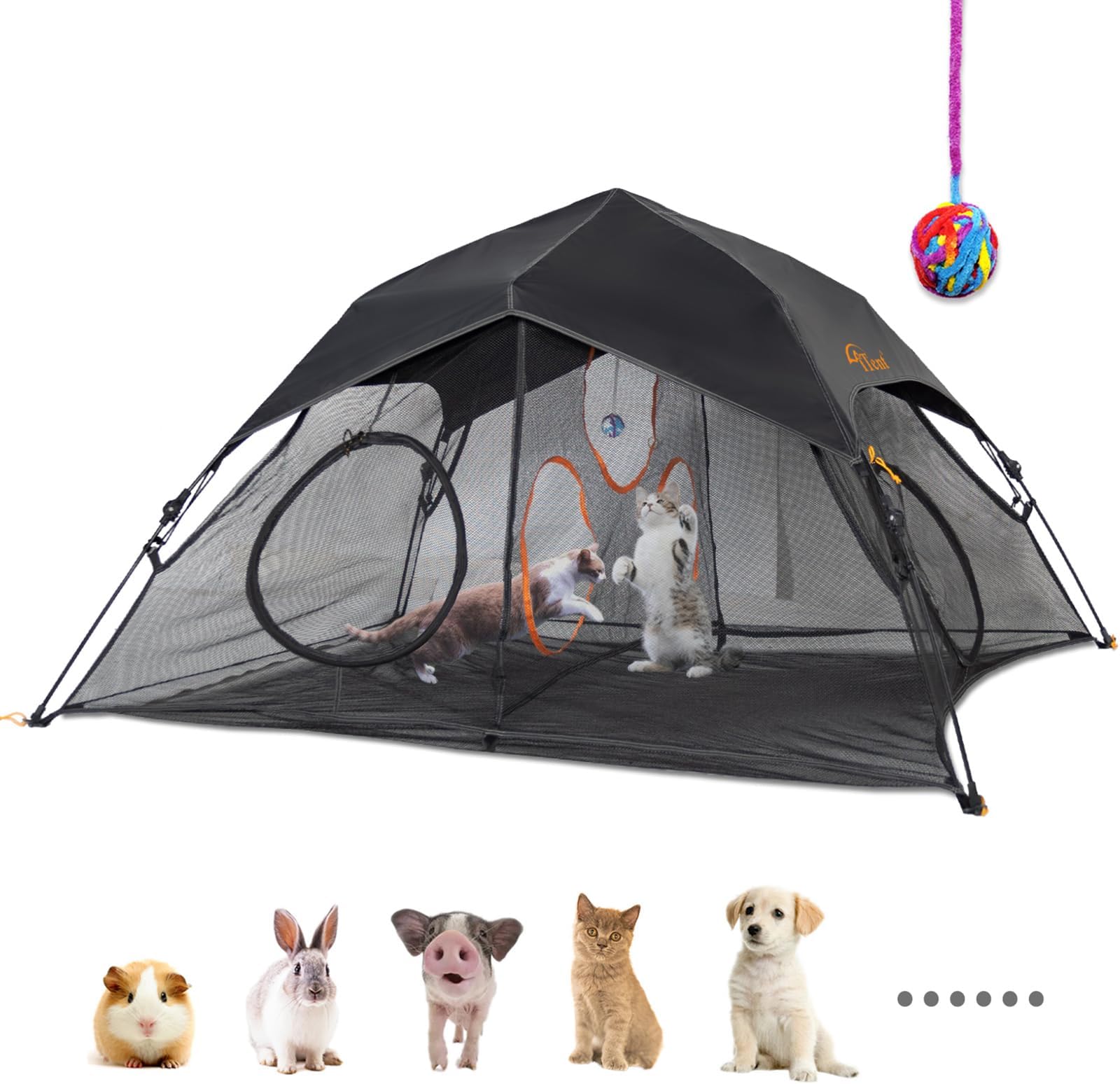 Tent Pop Up Cat Tent, Portable Lightweight Cat Playpen with 3 Holes, Indoor Outdoor Pet Enclosure w/Carry Bag, Foldable Interactive Cat Play House for Cats Kittens（Patented