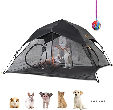 Outdoor Cat Play Tent for Indoor Cats X- Large Portable Cat House, Outdoor Cat Enclosure for Cats, Rabbits and Small Animals Easy to Connect with Cat Tunnel, Cat Cube Patent Pending