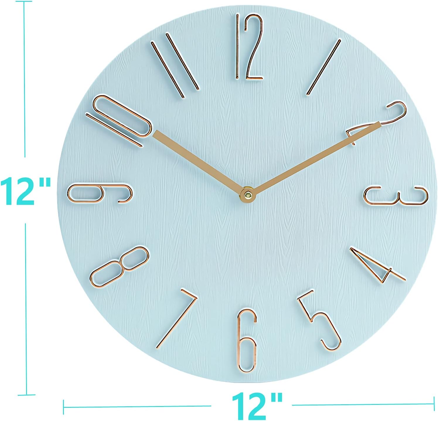 CLWJKH 12 Inch Wall Clock Silent Non Ticking - Quality Quartz Battery Operated Round Easy to Read Modern Simple Style Decor Clock for Home/Bedroom/Kitchen/Living Room/Office/School