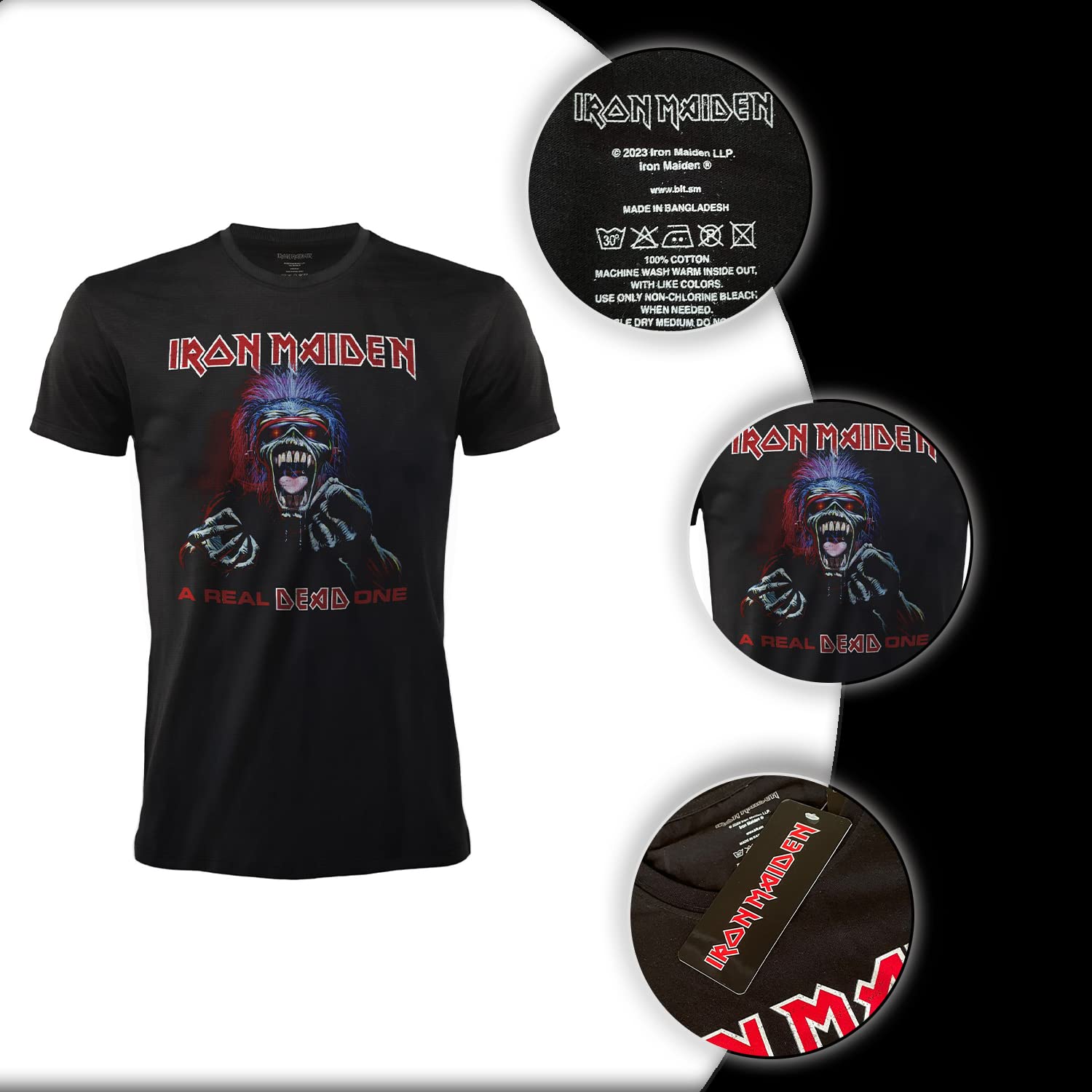 T-shirt Iron Maiden A Real Dead One T-shirt Rock Officiel Noir Band Heavy Metal Coton Unisexe. Adulte Garçon.