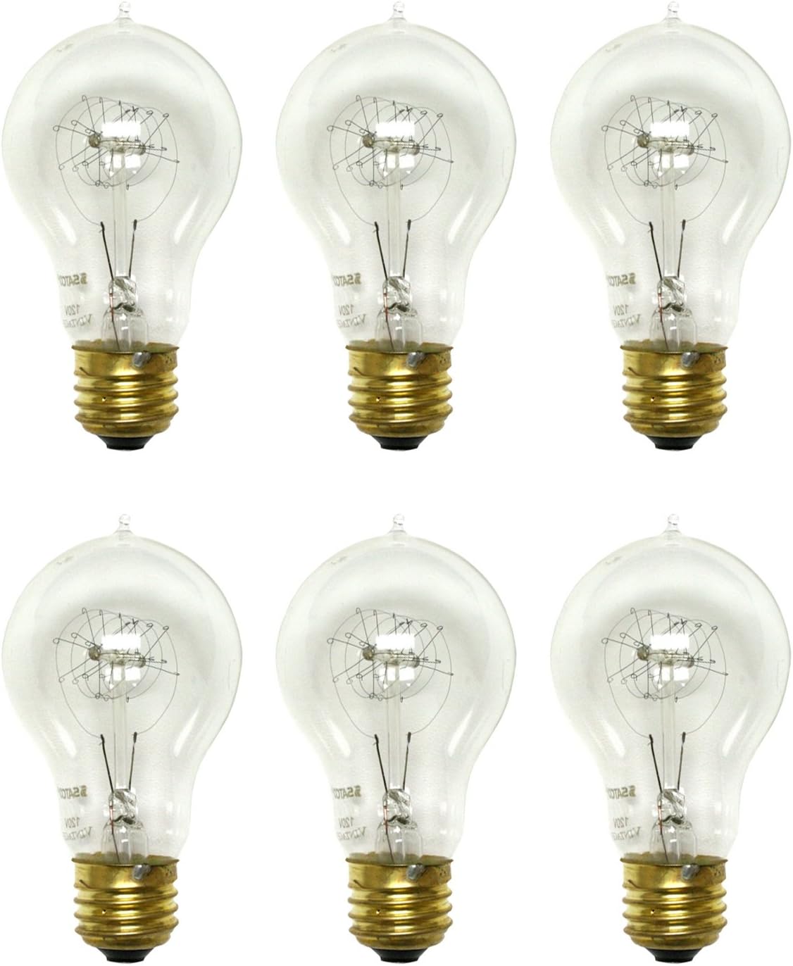 Satco S2411 25 Watt 120 Volt Quad Loop Filament Indoor Vintage Incandescent Bulb, A19; E26 Medium Base; Warm White 2700K (6 Incandescent Light Bulbs)