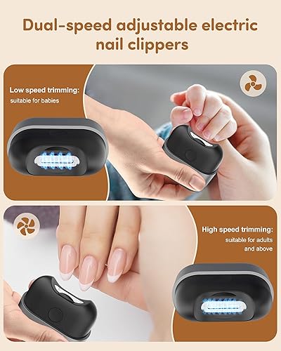 Miniatura 4 de Cortaúñas eléctrico, cortaúñas para bebés con luz recargable por USB de 2 velocidades con cubierta magnética y almacenamiento de uñas mejorado