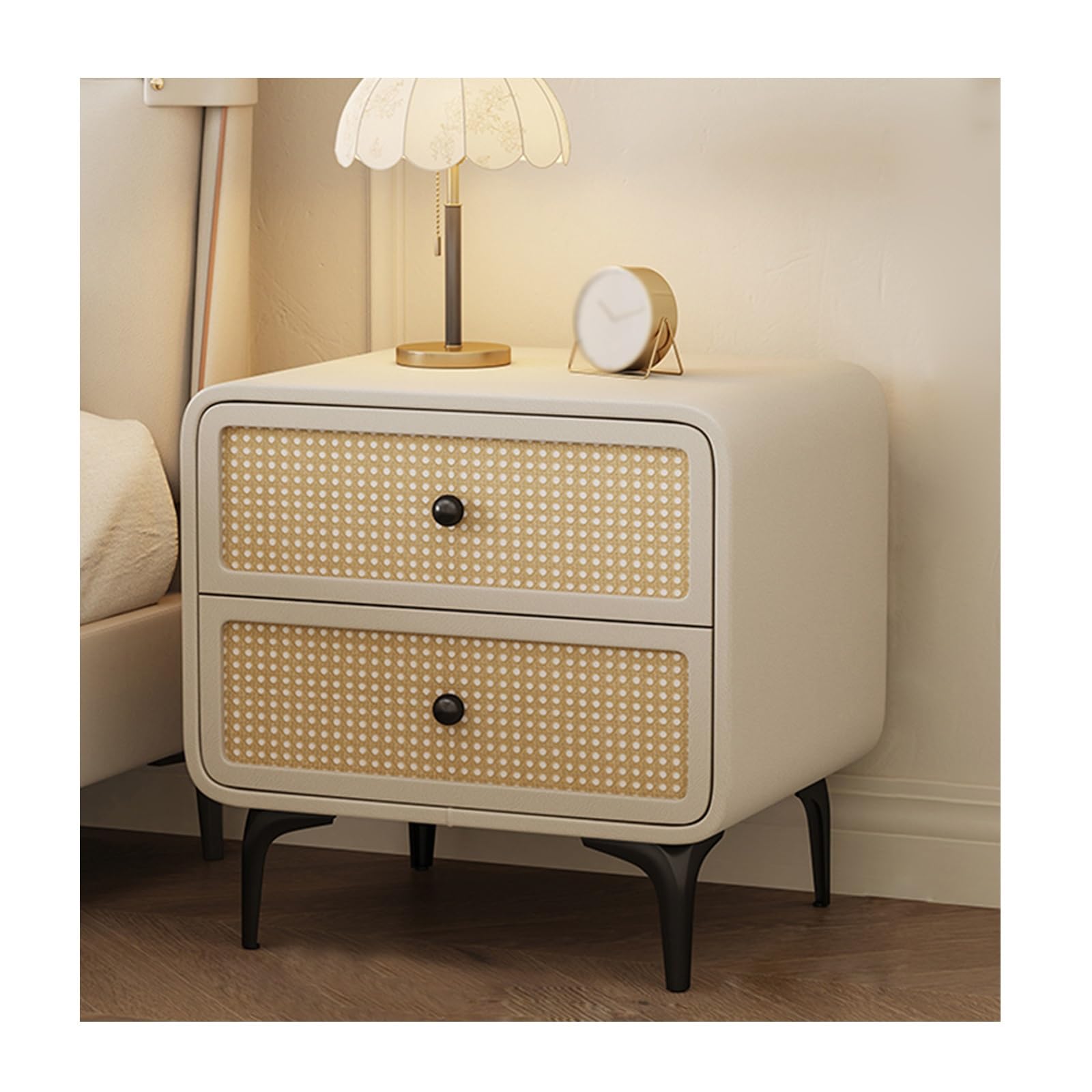 Table de chevet blanche avec tiroir de rangement 40x40x50 cm pour chambre