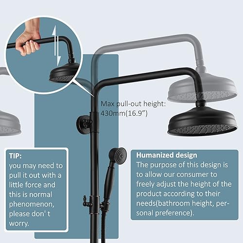 Miniatura 3 de Aolemi Cabezal de ducha de 8 pulgadas, juego de accesorios de ducha de bronce aceitado, mezclador de lluvia, pomos dobles, grifo de lavabo de baño a
