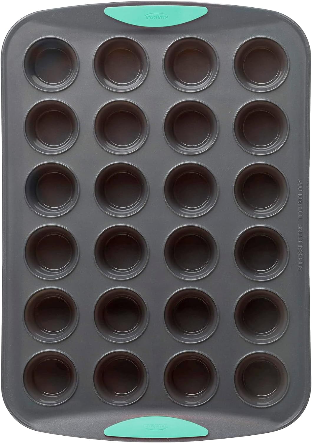 Trudeau Structure Silicone Muffin Pan, Pan-24 Cup, Grey/Mint