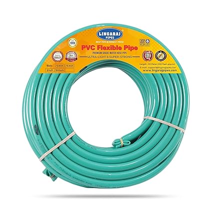 LINGARAJ 0.75 Inch PVC Flexible Hose Pipe Use for Garden Watering, Car/Bike Wash, Agricultural, Floor Clean, Pet Bath, Easy to Connect Gardening Water Pipes, 20 m Long Length Tube 66 ft Approx
