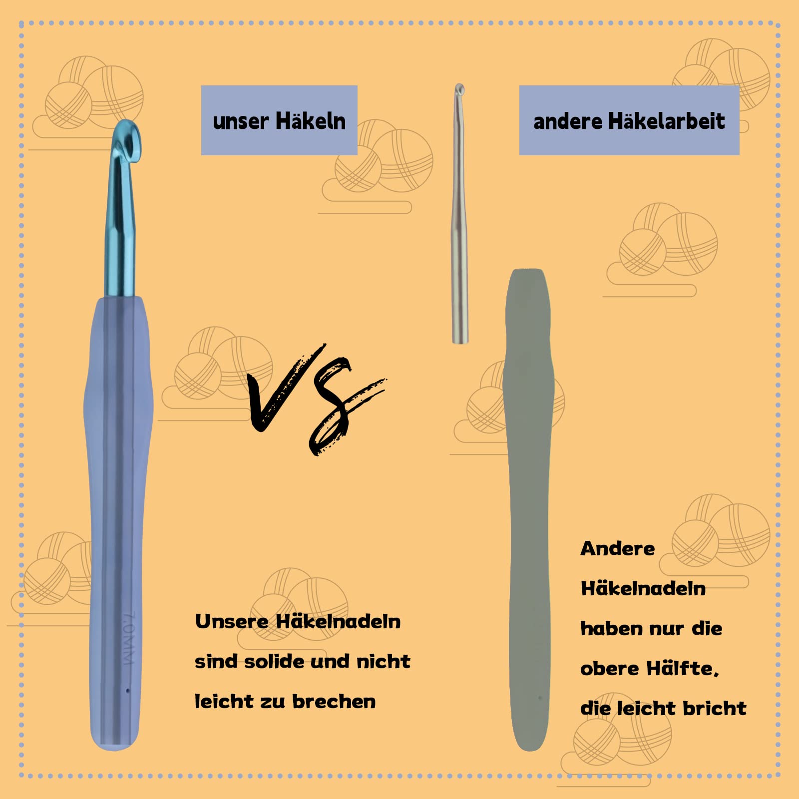 Haaknaald, 6 mm, ergonomische handgreep voor artritische handen, houten handvat, haken, extra lichte breinaalden voor beginners en haakgaren (6 mm