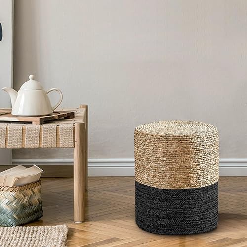 Miniatura 4 de Cplxroc Puf otomano, 100% tejido a mano, tejido a mano, silla de suelo bohemia para sofá o escritorio, otomanas al aire libre para jardín,