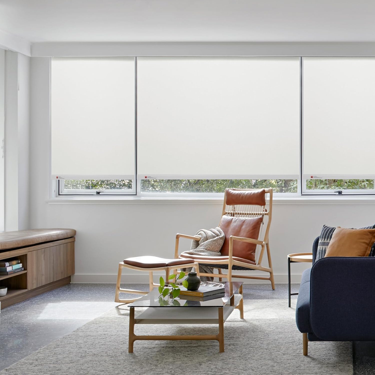 ZSTARR Motorized Smart Blind for Window,Automatic Blackout Roller Shade Compatible, with Remote Control, Child Safety Rechargeable Battery Blind with Valance,Customize (Whitewash Colour)