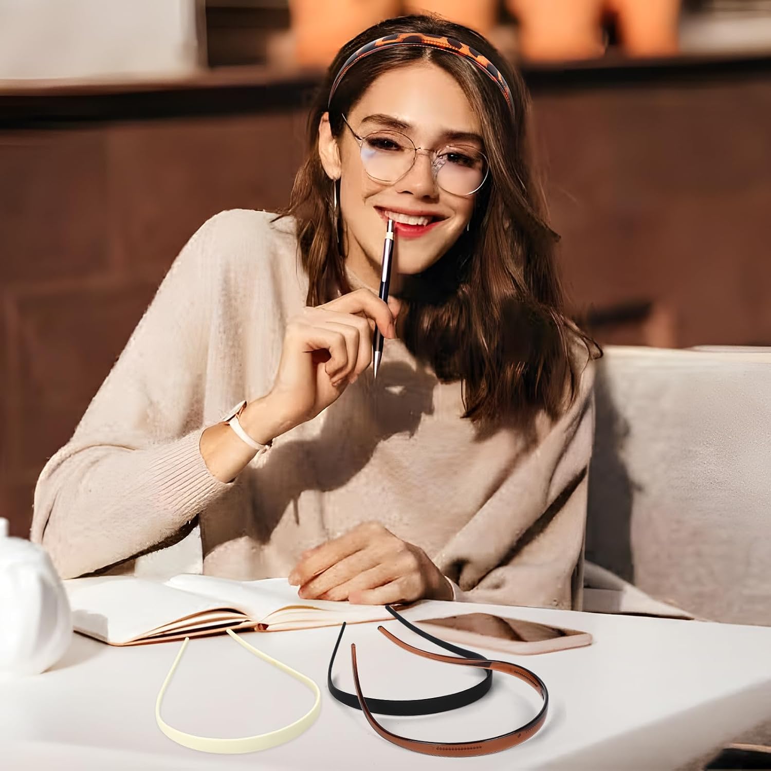 8 Pieces No Headache Elastic Headbands Without Pressure for Glasses Wearers image 5