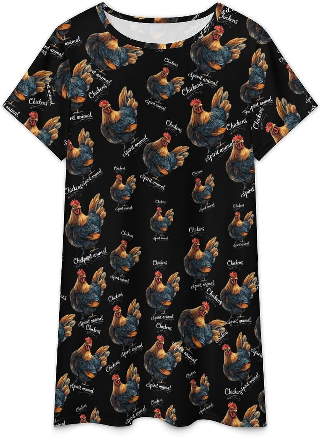 Chickens Are My Spirit Nightgowns for Women Short Sleeve Sleep Dress Casual Sleepshirt Night Gowns Pajamas
