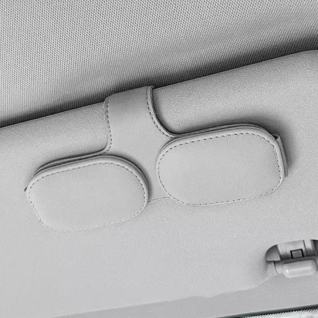 ONEMAJI Car Sun Visor Glasses Holder for Citroen Jumpy 3 (III) I 2016-2025, PU Leather Double Clip Sunglasses Mount, Smooth Single-handed Operation Motoring Organiser, gray