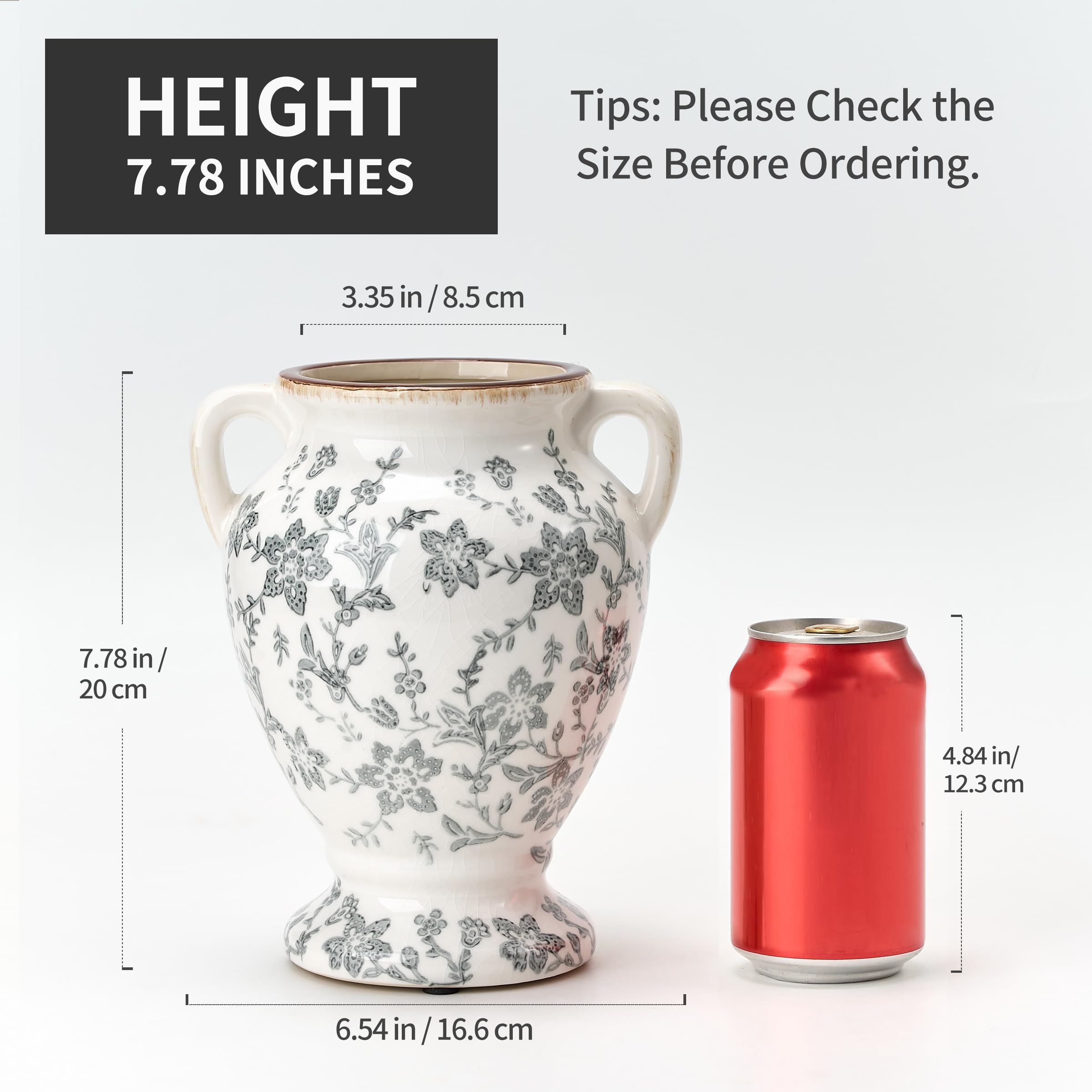 グレーセラミック花瓶 高さ約40cm Amazon.co.jp: 7.87インチ ヴィンテージ グレー シノワズリー 花柄