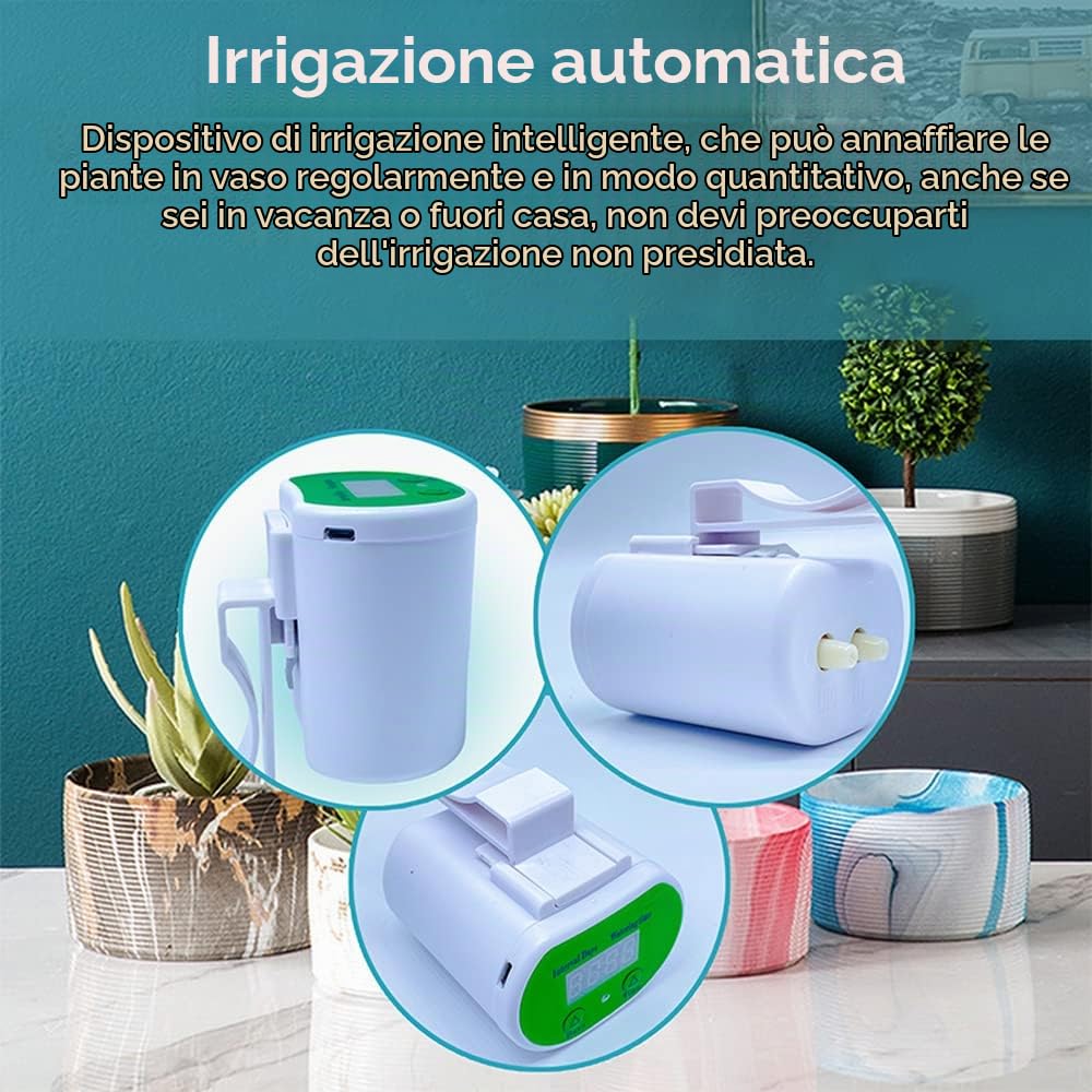 Sistema di irrigazione automatico Dispositivo di irrigazione a tempo per giardino, terrazza, kit di irrigazione a goccia per piante in vaso, irrigazione per vacanze