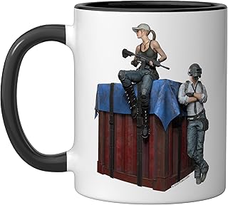 PUBG Survivors Duo Crate Ceramic Mug, Black/White