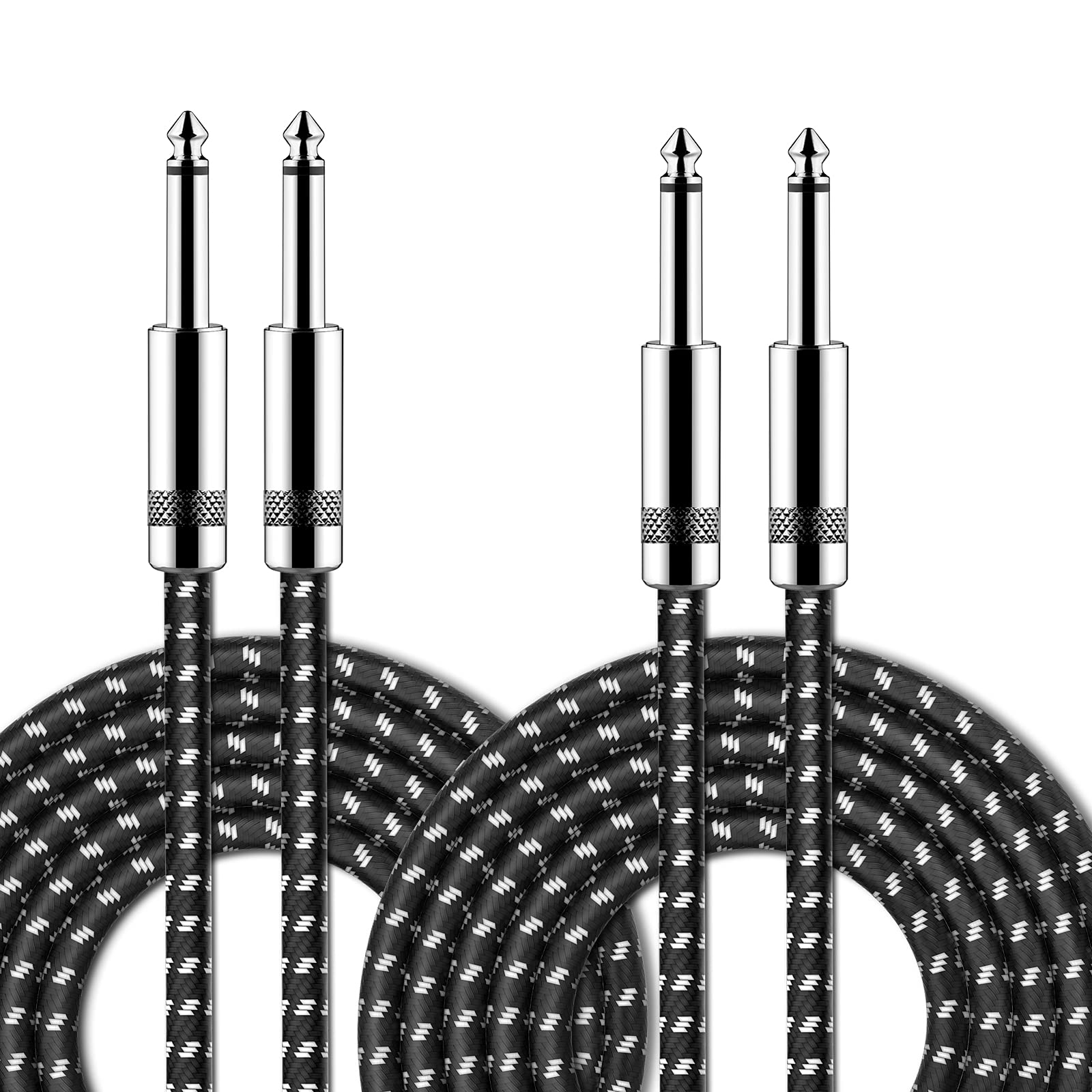 New bee Guitar Cable 10 ft Electric Instrument Cable Bass AMP Cord 1/4 Straight to Straight for Electric Guitar, Bass Guitar, Electric Mandolin, Pro Audio (2 Pack, Straight Angle)