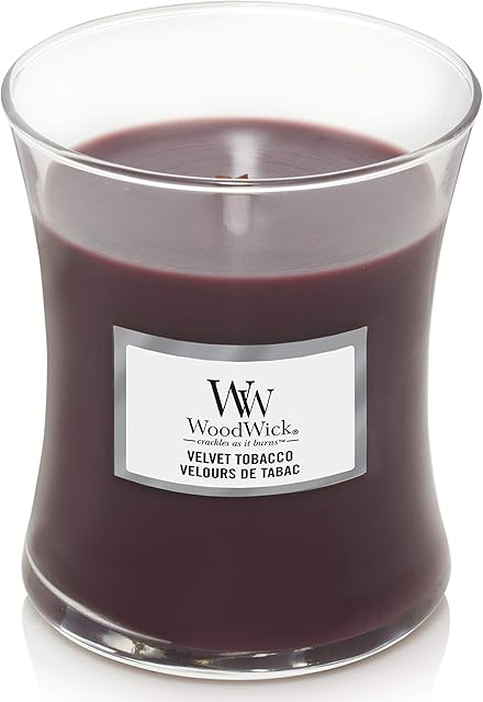 Woodwick Medium Hourglass Scented Candle with Crackling Wick | Velvet Tobacco | Up to 60 Hours Burn Time 1666264E