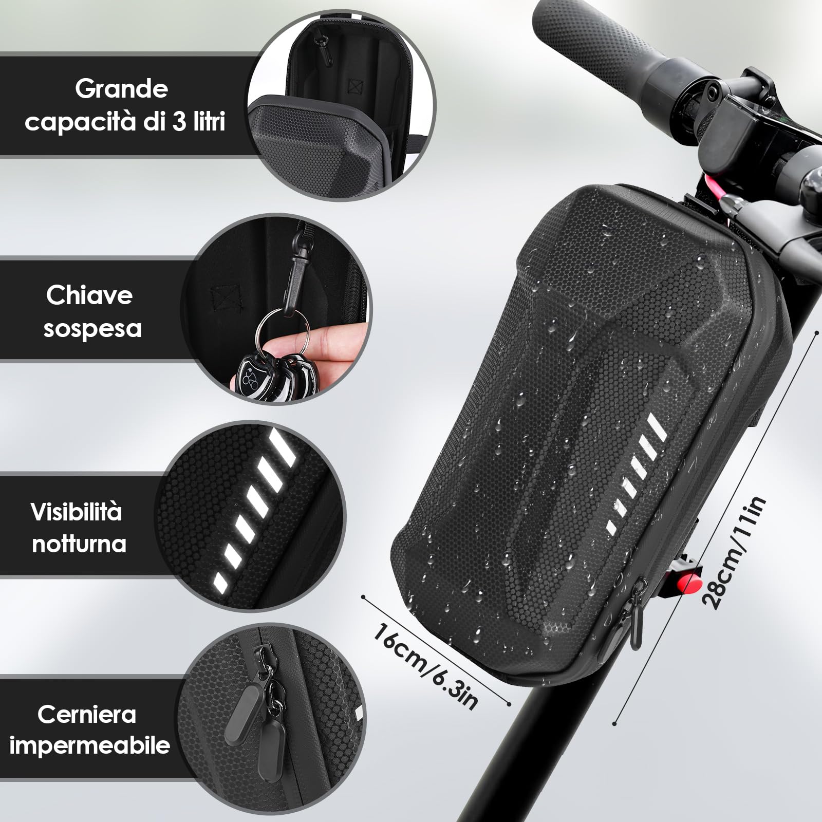 Catena Bicicletta Antifurto, Lucchetto Monopattino Elettrico, Accessori Monopattino Elettrico con Chiave E Borsa Impermeabile 3L, Lucchetto Manette per Scooter Elettrico, Moto, Carrozzine