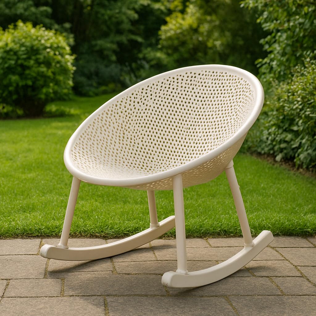Aspira Home – Mecedora de diseño escandinavo de plástico resistente a la intemperie – Ergonómica y elegante para jardín, terraza y balcón – Disponible en blanco, antracita y arena