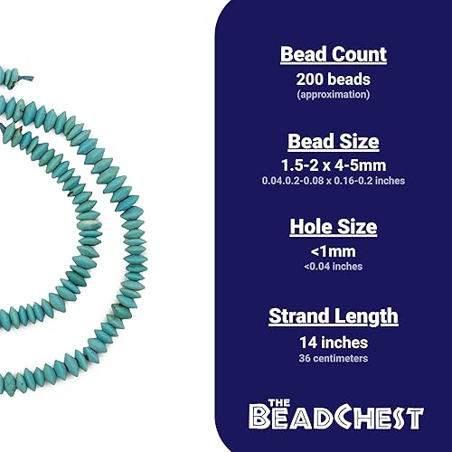 Miniatura 4 de TheBeadChest - Cuentas Heishi de piedra azul turquesa de 0.116 pulgadas (0.157 in)