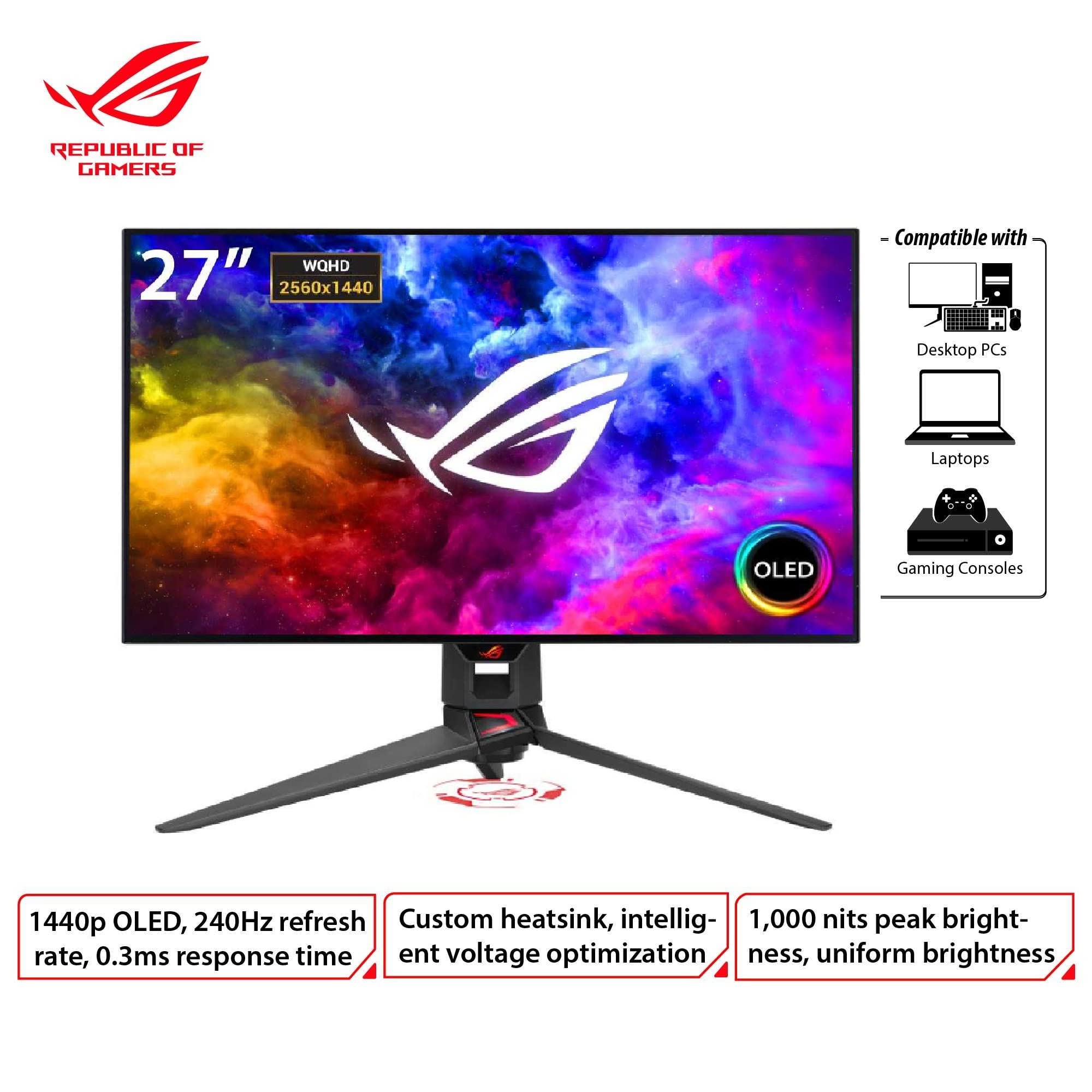 【25年製】ROGモニターOLEDXG27UCDMG26.5インチ4K240Hz ASUS、26.5型4K有機ELゲーミングモニター「ROG Strix OLED XG27UCDMG