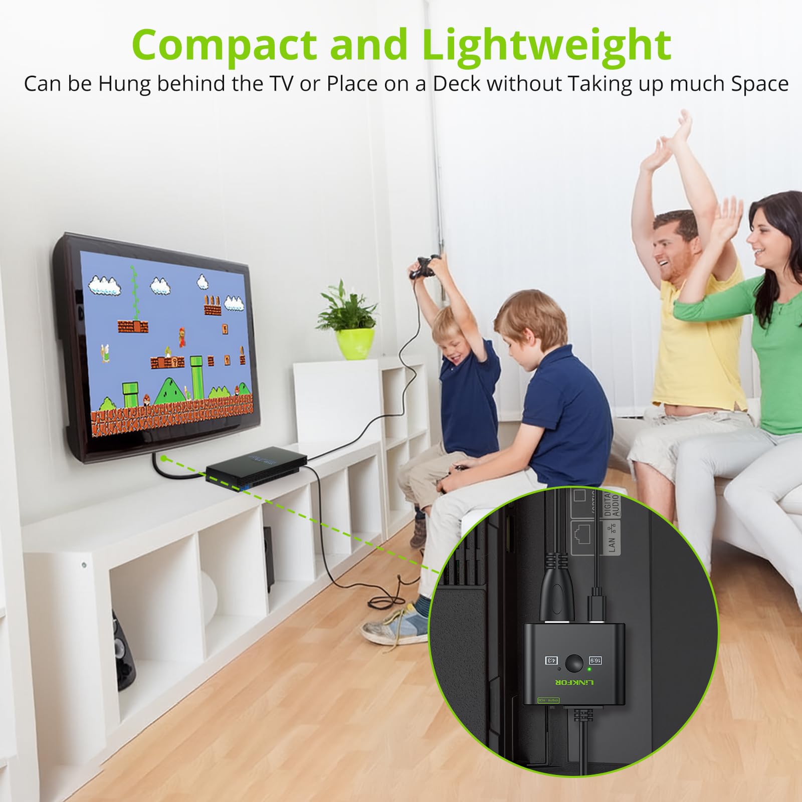 LiNKFOR Convertidor PS2 a HDMI 1080P 60hz,Adaptador HDMI Plug and Play con Conversión 16:9/4:3 RGB/YPbPr para PS2