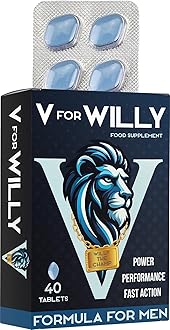 V for Willy | Supplement for Men | Blue 40 Stamina & Energy Tablets | Pills for Men UK | Fast-Acting Tribulus Terrestris Herbal Supplements for Enhanced Performance & Stamina | Korean Ginseng