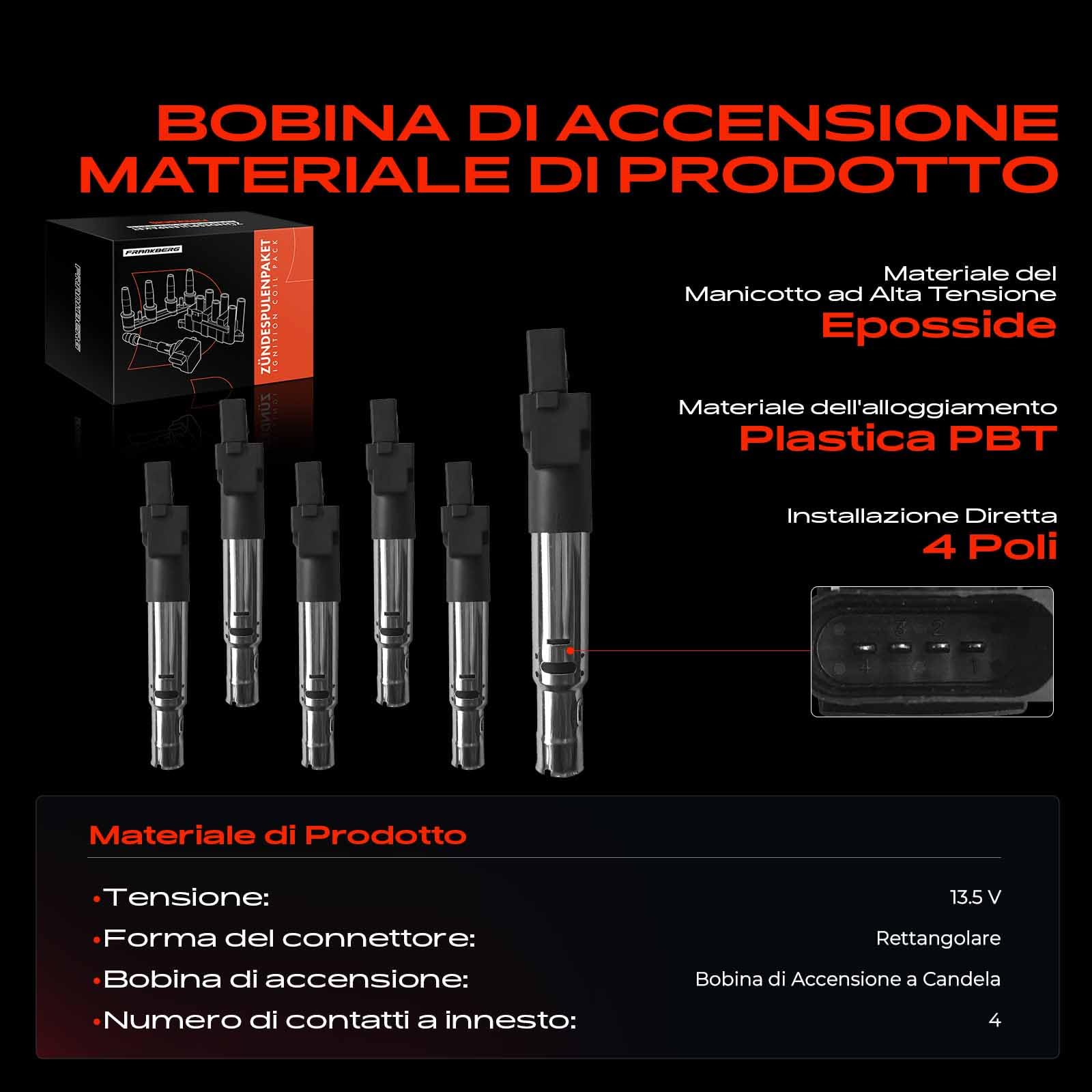 Frankberg 6x Modulo di Accensione Bobina di accensione 4-Poli 022905100
