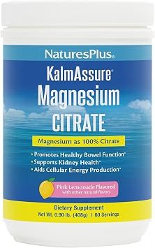 NaturesPlus KalmAssure Magnesium Powder - 0.9 lb - Pink Lemonade Flavor - Supports Nerve and Muscle Relaxation - Non-GMO, Gluten Free, Vegan - 60 Servings