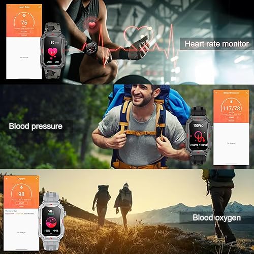 Miniatura 5 de Reloj inteligente militar para hombre, Bluetooth para llamadarecepción, reloj táctico de seguimiento de actividad física de 1.57 pulgadas, pantalla