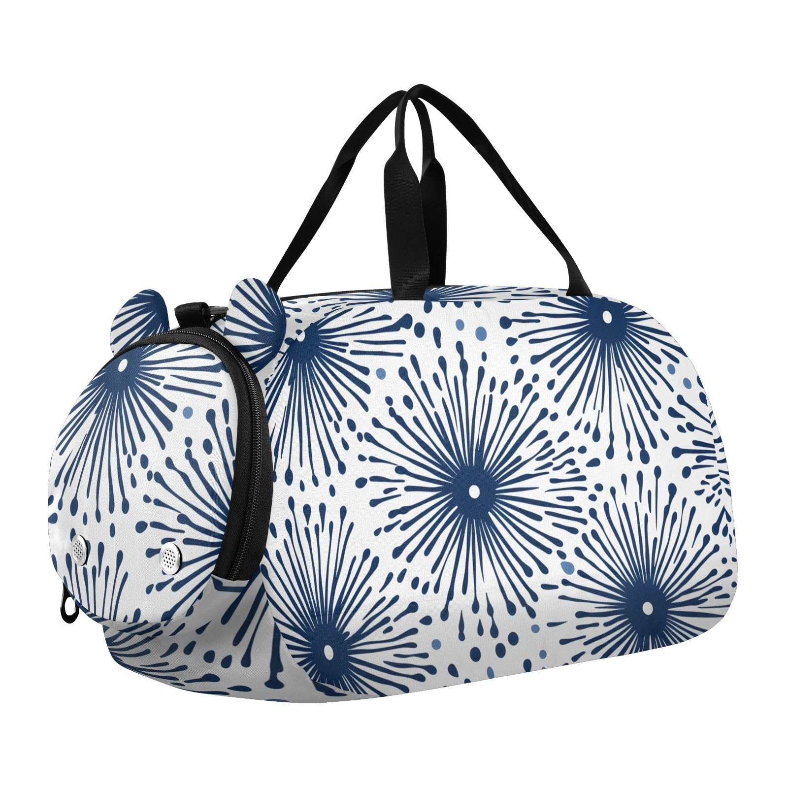 Flradish Japanese Fireworks Kids Overnight Duffle Bag,Gymnastics Sports Dance Bag with Shoe Compartment & Wet Pocket, Travel Weekender Tote for Boys & Girls