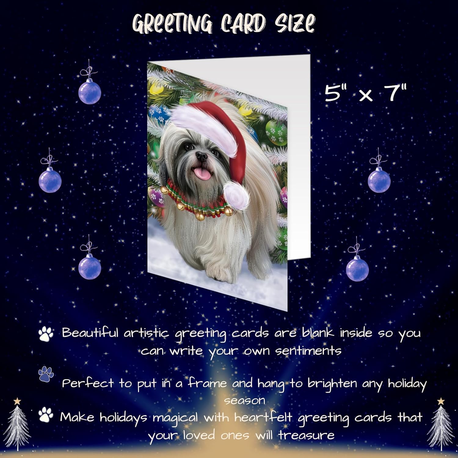 Trotting in The Snow Shih Tzu Dog Greeting Cards - Adorable Pets Invitation Cards with Envelopes - Pet Artwork Christmas Greeting Cards GCD74774 (10 Greeting Cards)