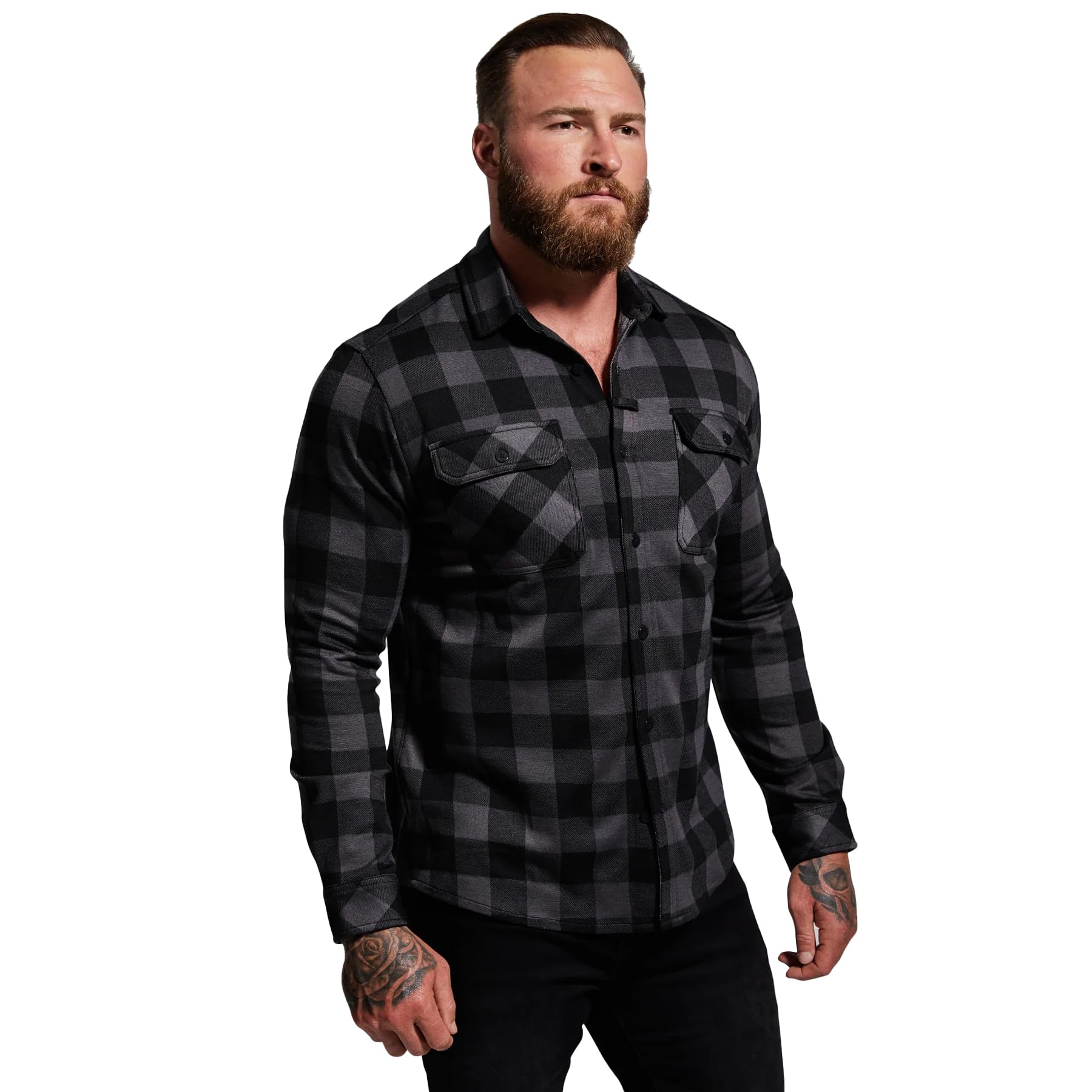 Born Primitive Unisex Woodsman Stretchy Flannel Shirt for Men & Women - Durable Soft 4-Way Stretch Mid/Lightweight Buttoned