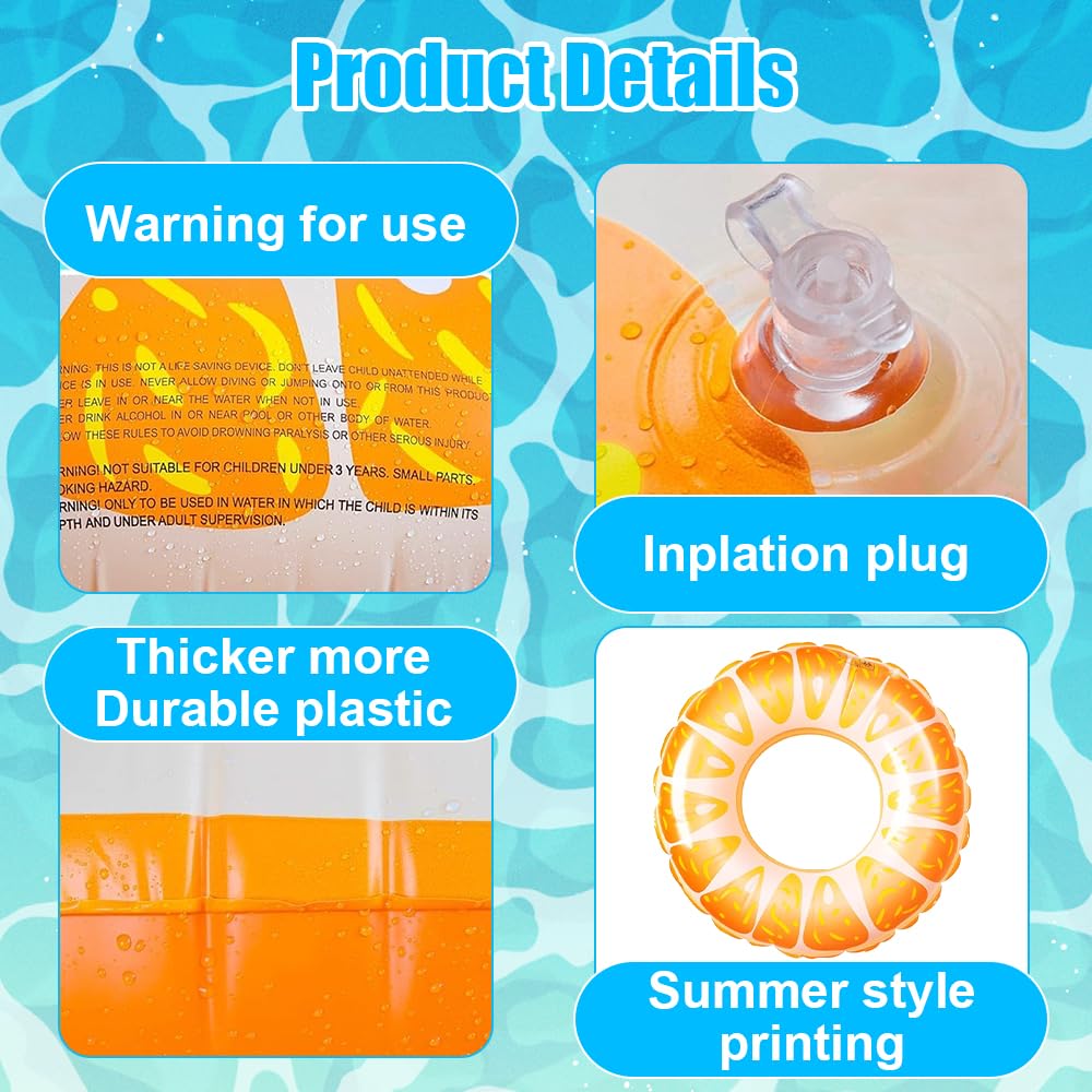 Neumáticos Hinchables de 75CM con Diseño de Frutas para Piscina, 4 Piezas con 2 Pelotas de Agua, Neumáticos de PVC para Niños y Adultos, Ideal para Playa, Piscina, Verano y Fiestas, Diseños de