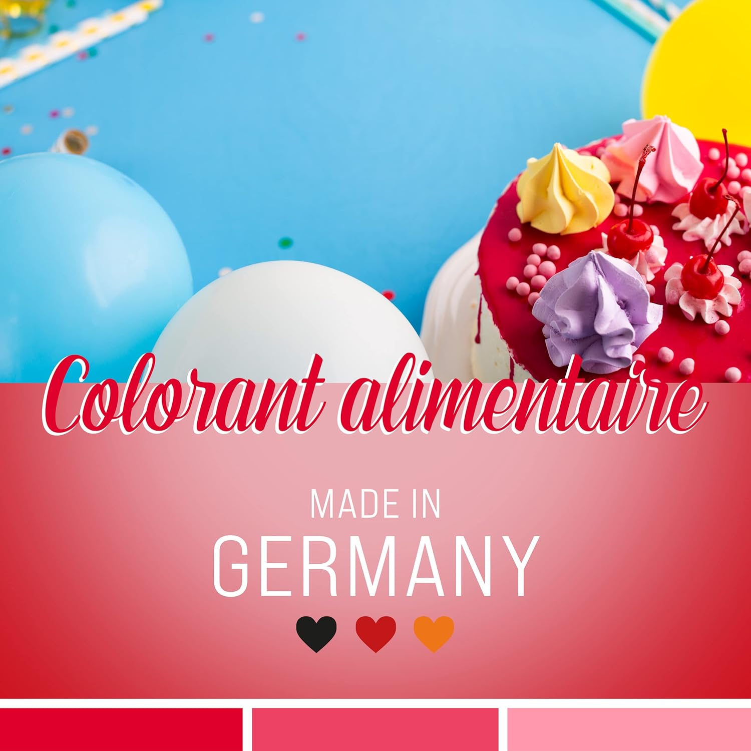 Belissia Colorant alimentaire rouge cerise 10 ml – liquide hautement concentré, vegan, thermo‑stable, neutre en goût pour pâtisserie, fondant, chocolat et boissons - Description