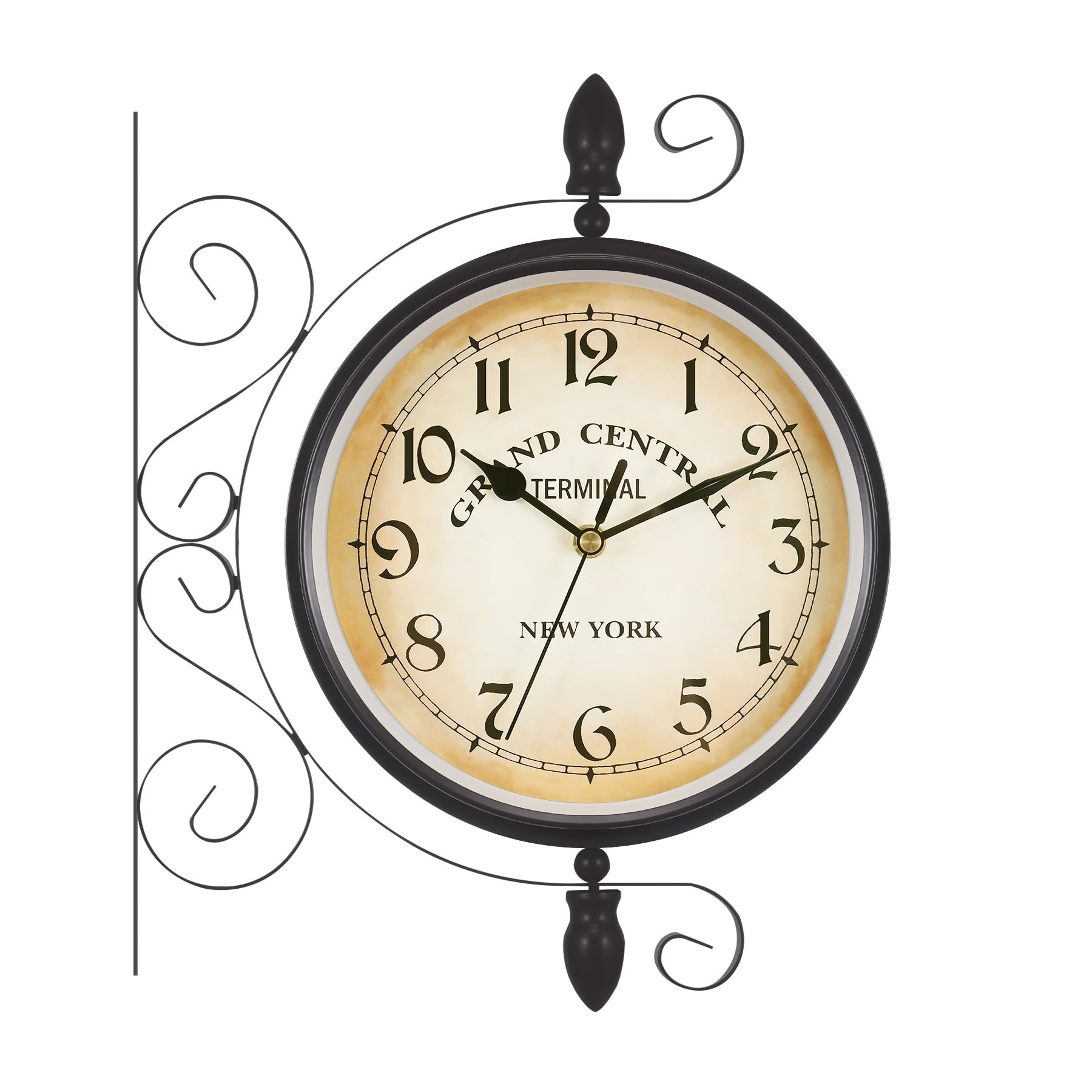 Orologio vintage per stazione ferroviaria, orologio da parete double face, stile retrò, movimento al quarzo con quadrante su entrambi i lati, orologio antico, stazione ferroviaria, 38 x 33,5