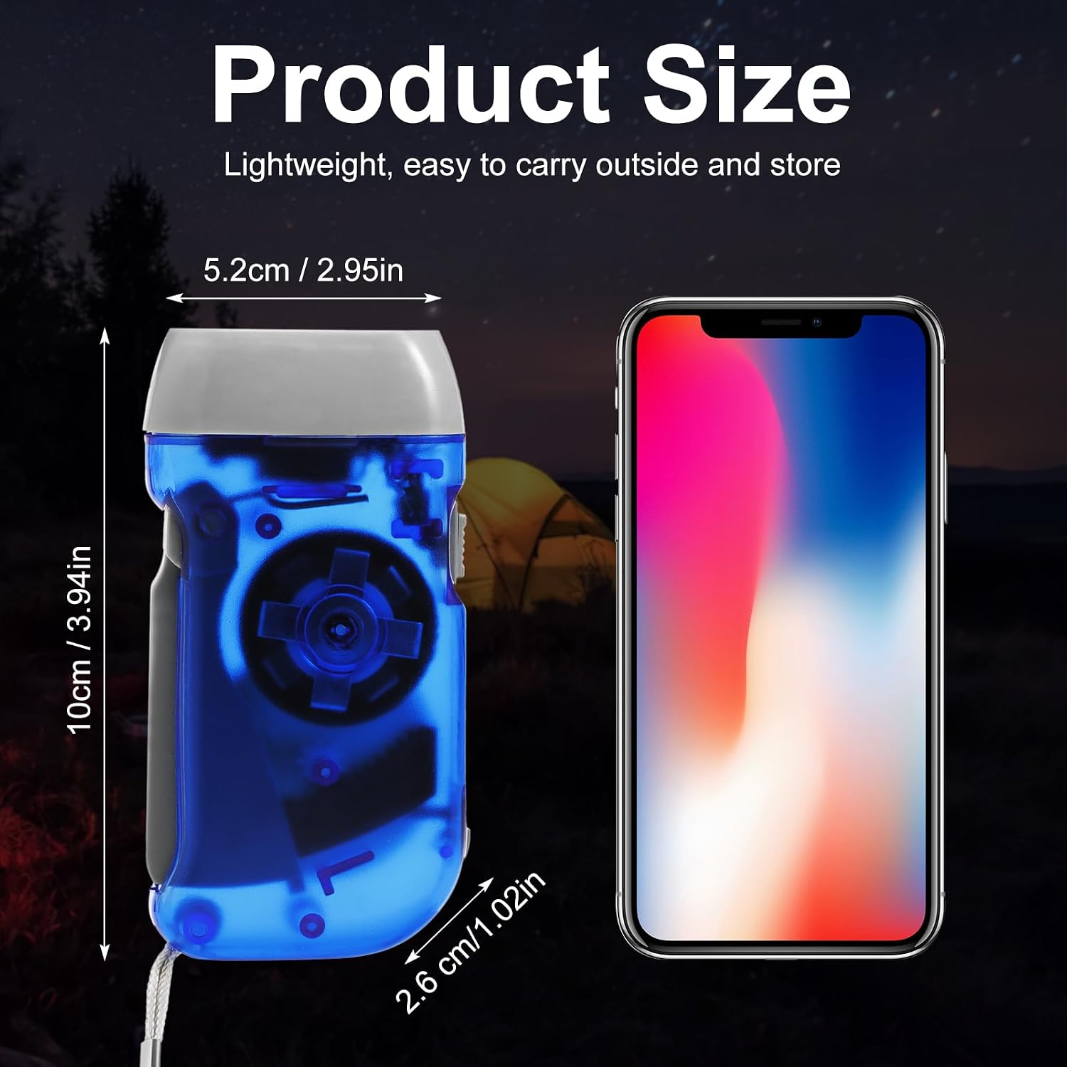 Mudder 24 Pack Hand Crank Flashlight No Battery Emergency Flashlight, Self Powered Portable Light Dynamo Torch for Survival Kit Outdoor Hiking Emergency(Blue)