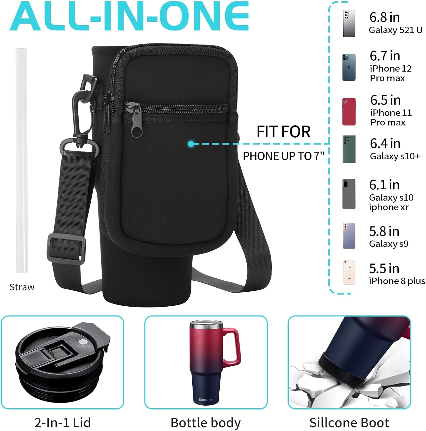 30 oz Tumbler with Handle and Straw - Flip Lid, Silicone Boot, Strap Carrier Bag, Cold 36H & Hot 12H, Stainless-Steel Coffee Tumbler Travel Mug, Insulated Water Bottle Coffee Cup for Women Men