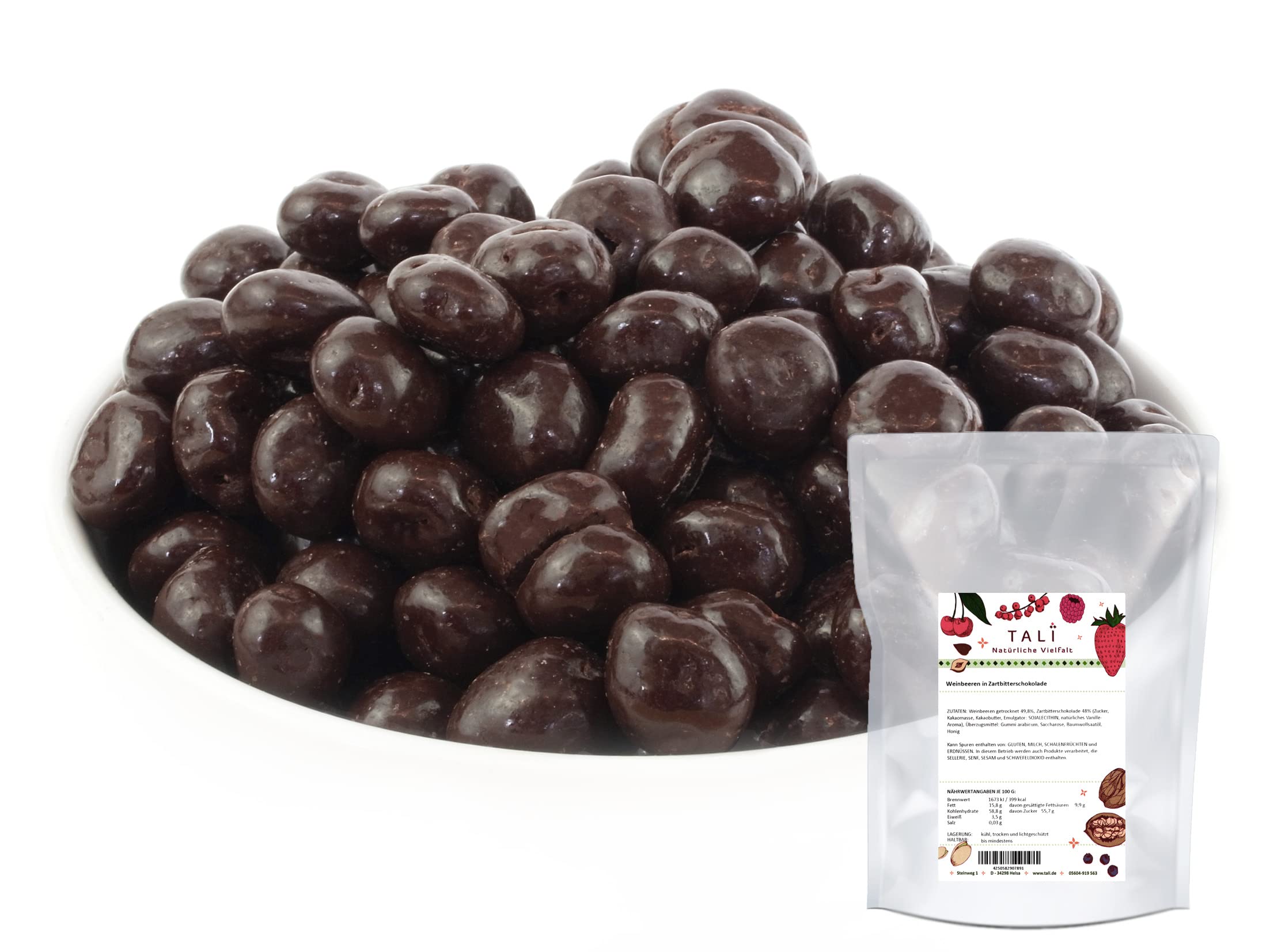 TALI Weinbeeren in Zartbitterschokolade 1000 g