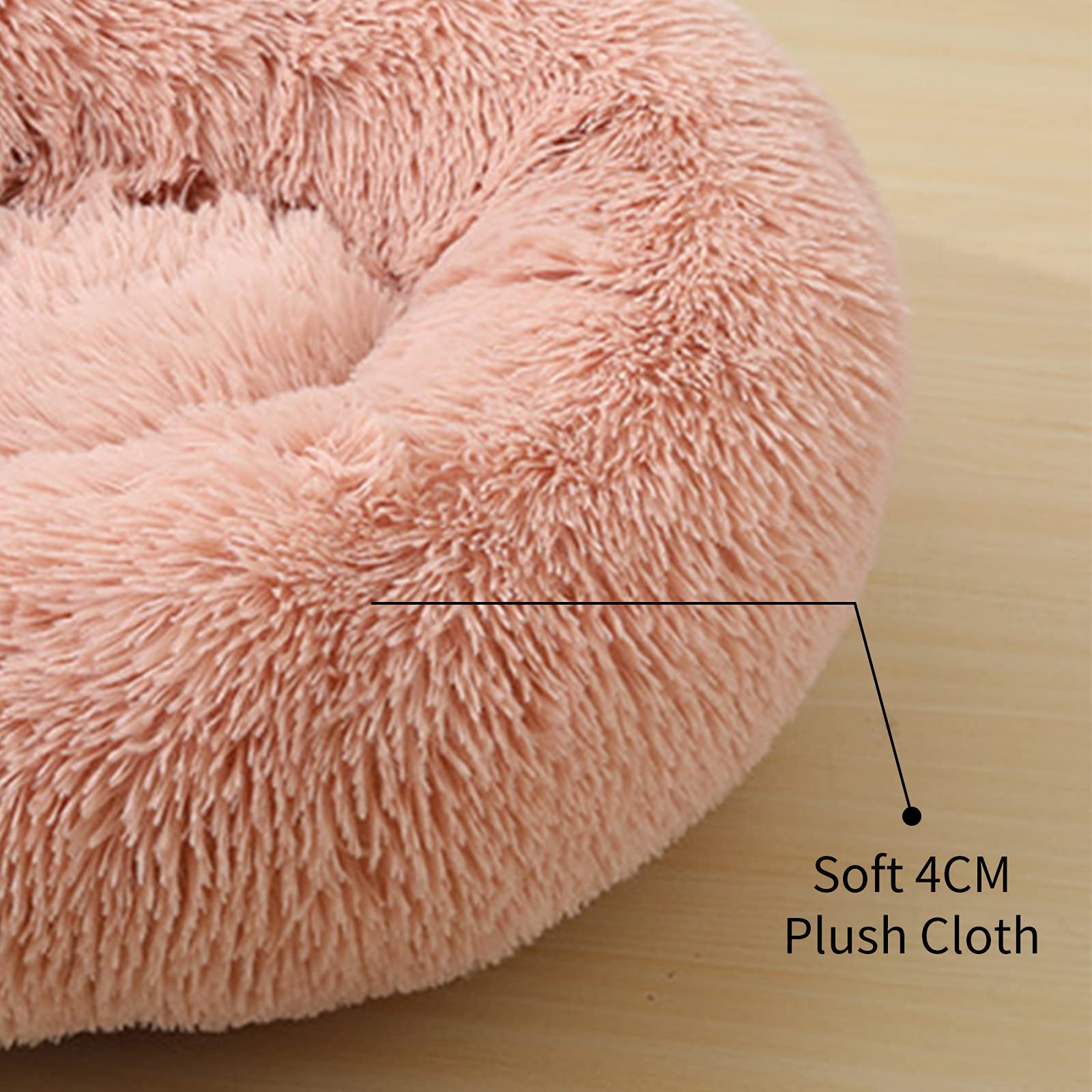 Cuccia Cane Gatto Rotondo da Ciambella Soffice Pelliccia Sintetica di Peluche Letto Per Cani e Gatti [L, Ø60 cm] Cuccia per Cane Gatto con Fondo Resistente All'acqua e Antiscivolo