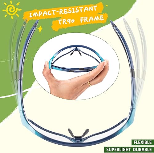 Miniatura 9 de ROCKBROS Gafas de sol deportivas fotocromáticas para niños, niñas, jóvenes, MTB Biking para niños de 8 a 14 años