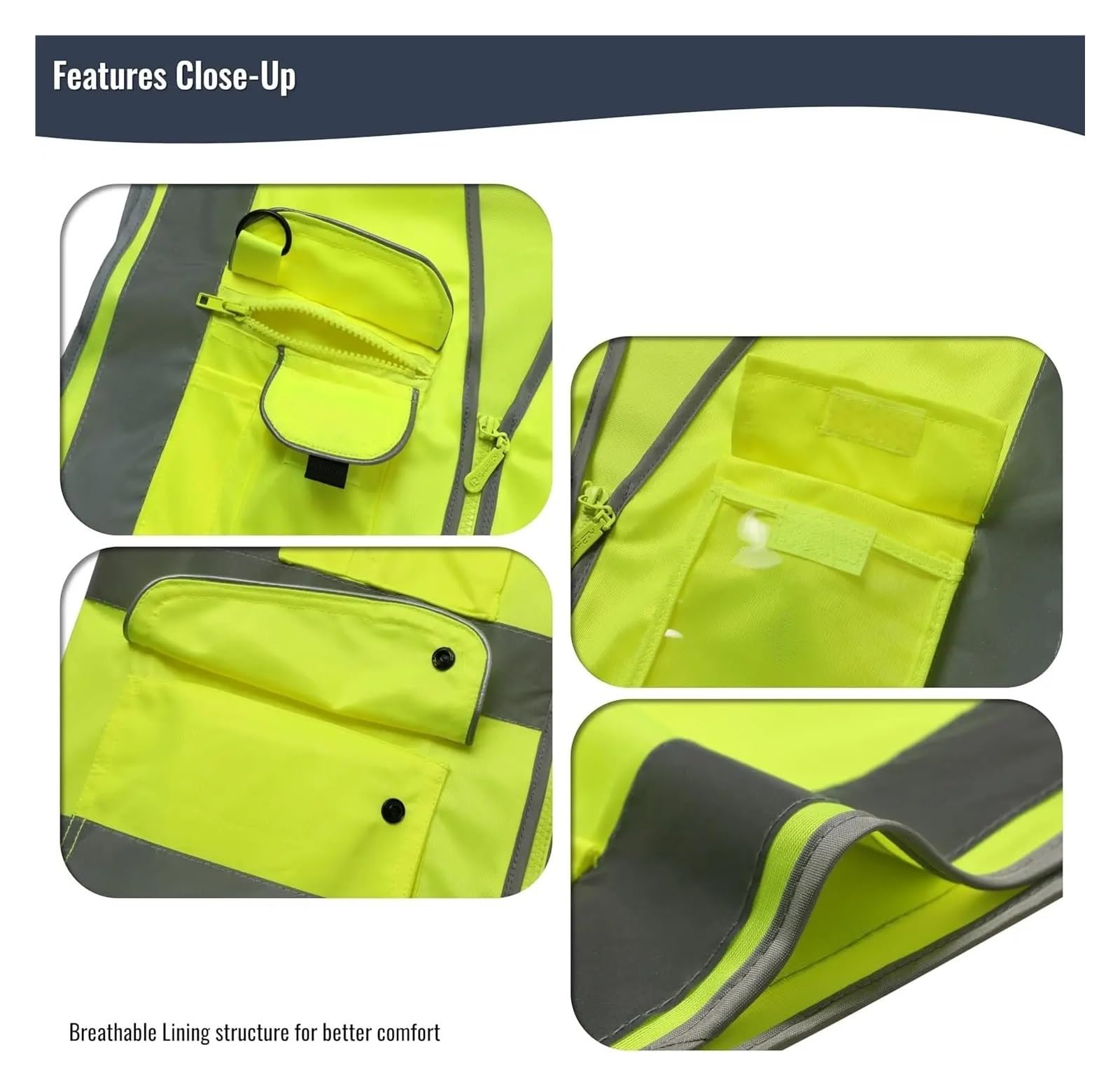 Chaleco de seguridad de alta visibilidad ANSI/ISEA Clase 2 con tiras reflectantes, cremallera frontal, tamaño grande en amarillo