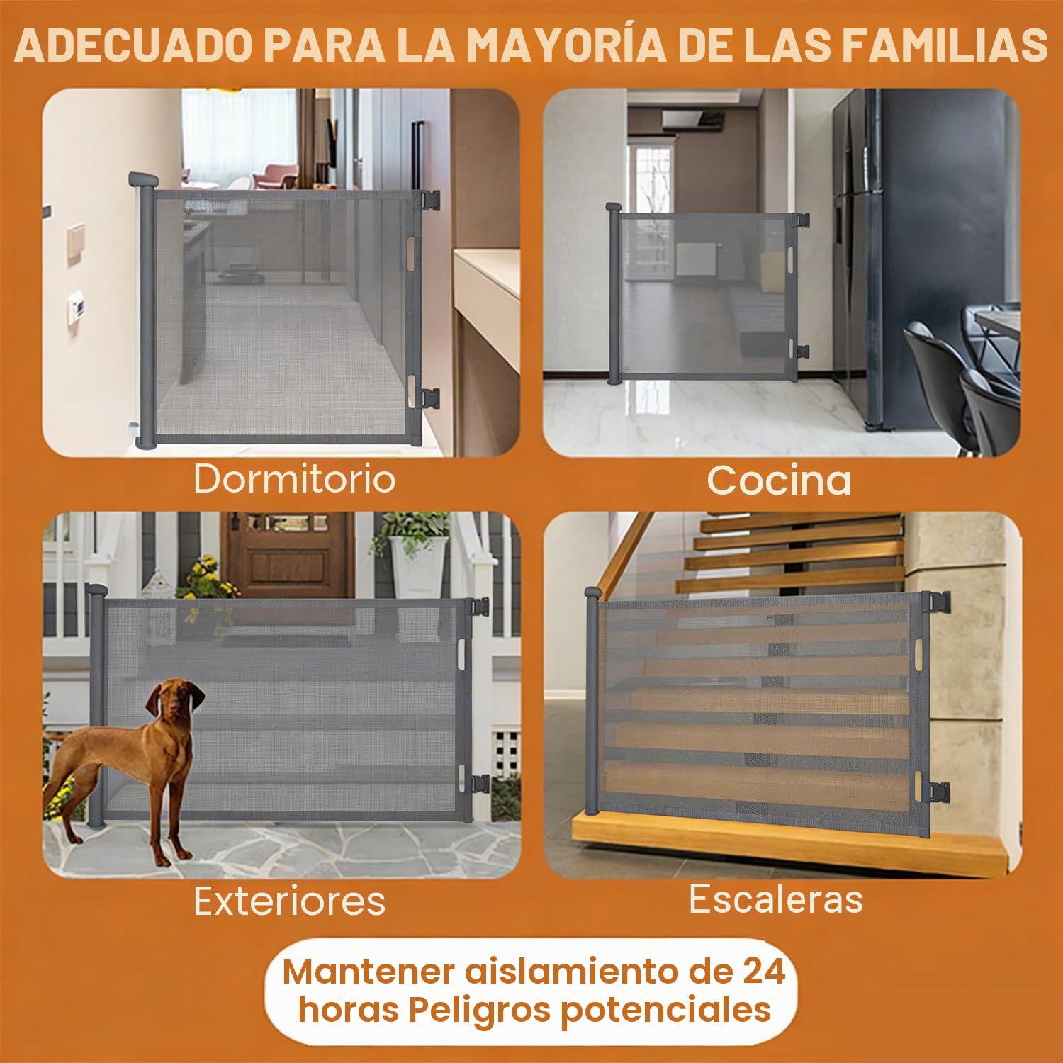 Barrera Seguridad Niños Escalera Extensible 0-150cm, Puerta para Perros, Operación Silenciosa con Una Sola Mano, Altura 86 Cm, para Escaleras Pasillos Interiores Exteriores, Gris