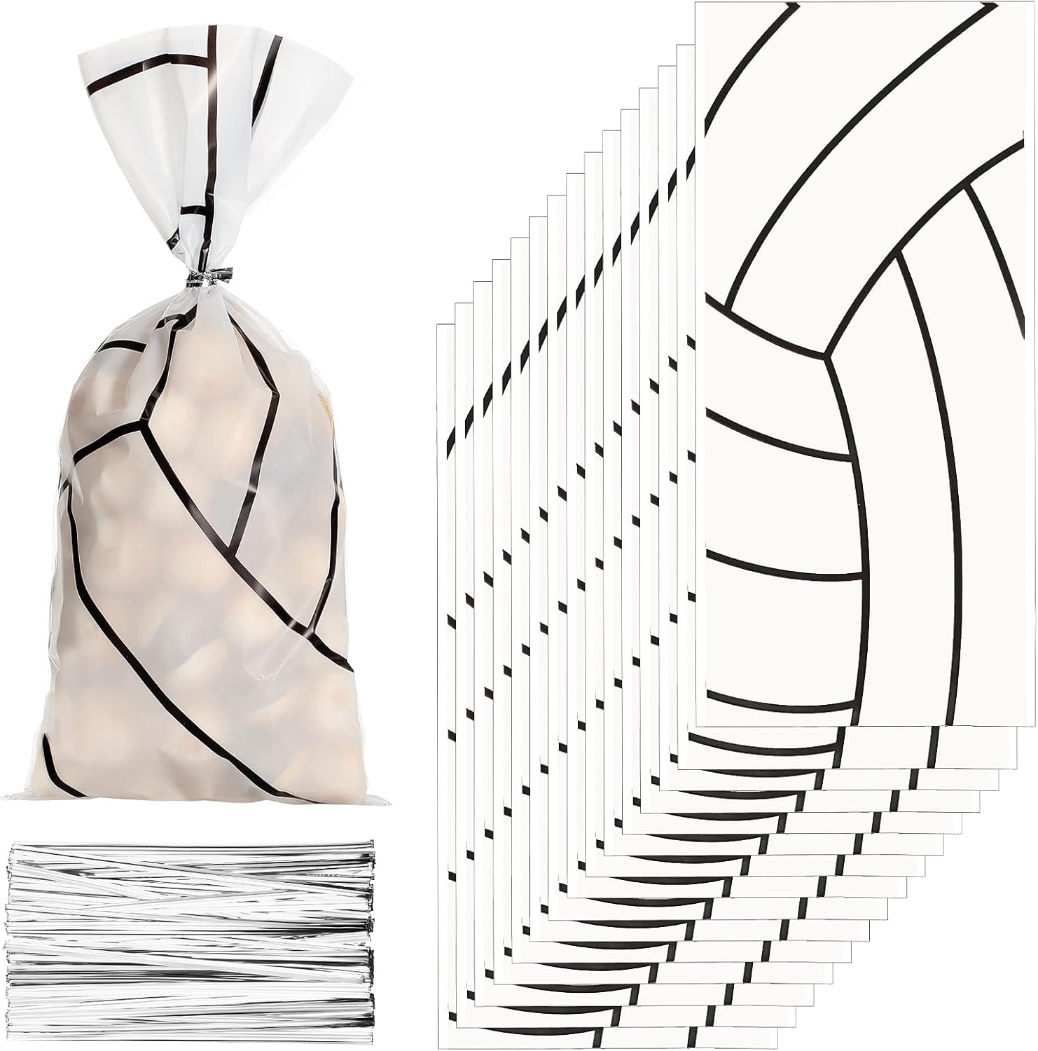 100 Pieces Volleyball Treat Bags Volleyball Print Candy