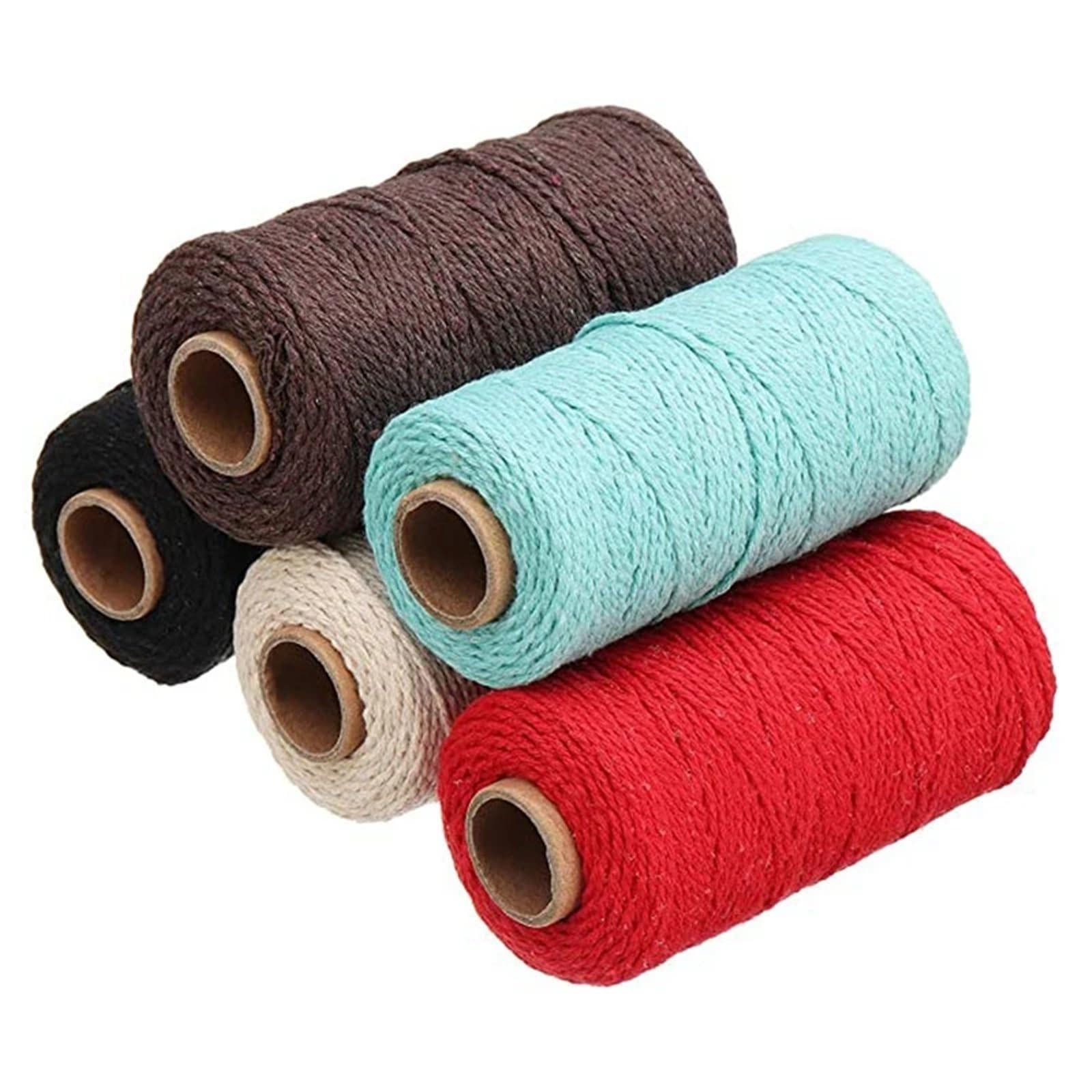 Lana De Punto Cordón de algodón Macrame Macrame Macrame 5pcs MACRAMAME Bricolaje Cuerda de Manualidades Cuerda de Cuerda Rústica Cuerda de algodón 2 mm x100m Hilo De Encaje