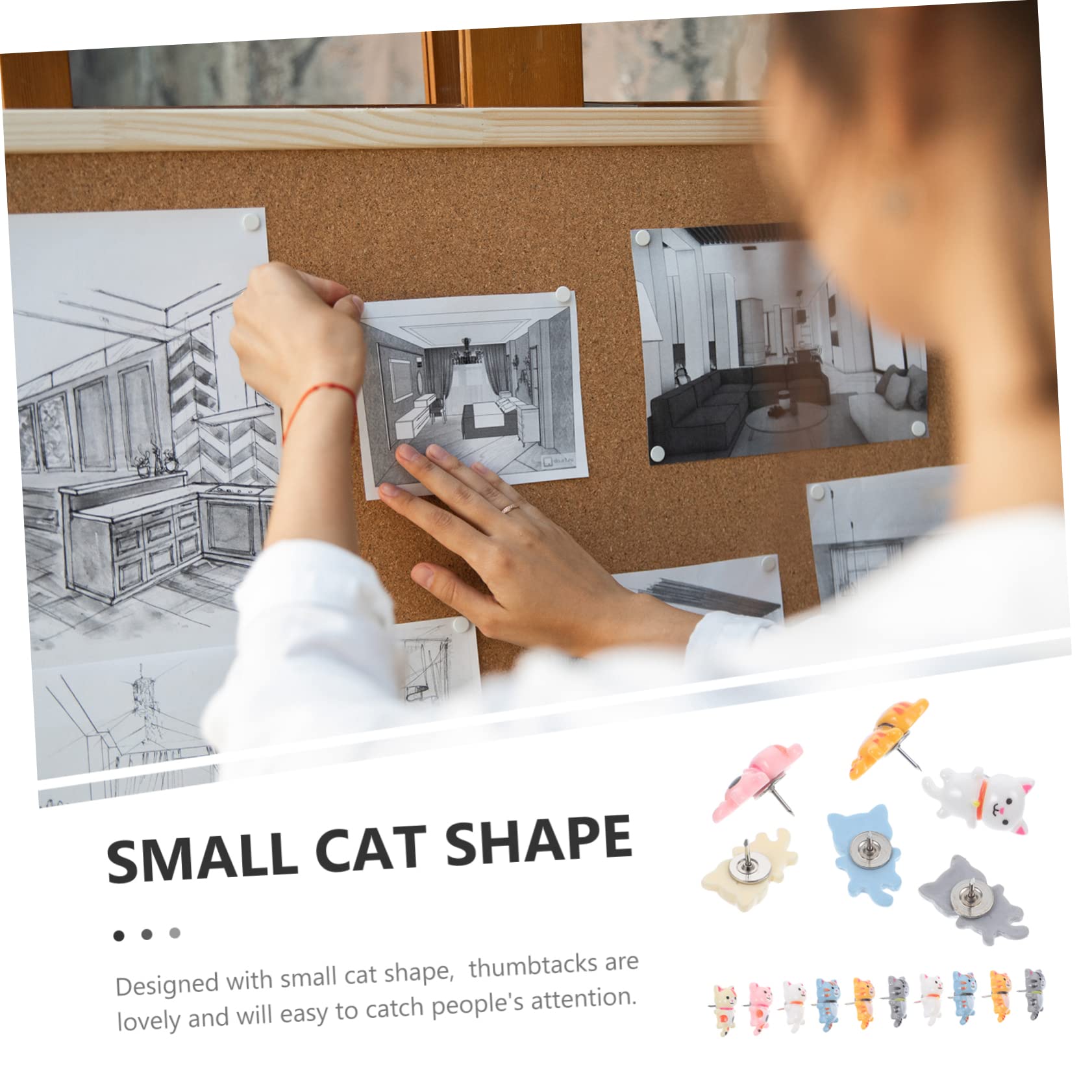 3 Set Di Puntine Con Design A Forma Di Gatto A Tema Animale Per Bacheche Di Sughero E Pareti Fotografiche 50 Pezzi*3