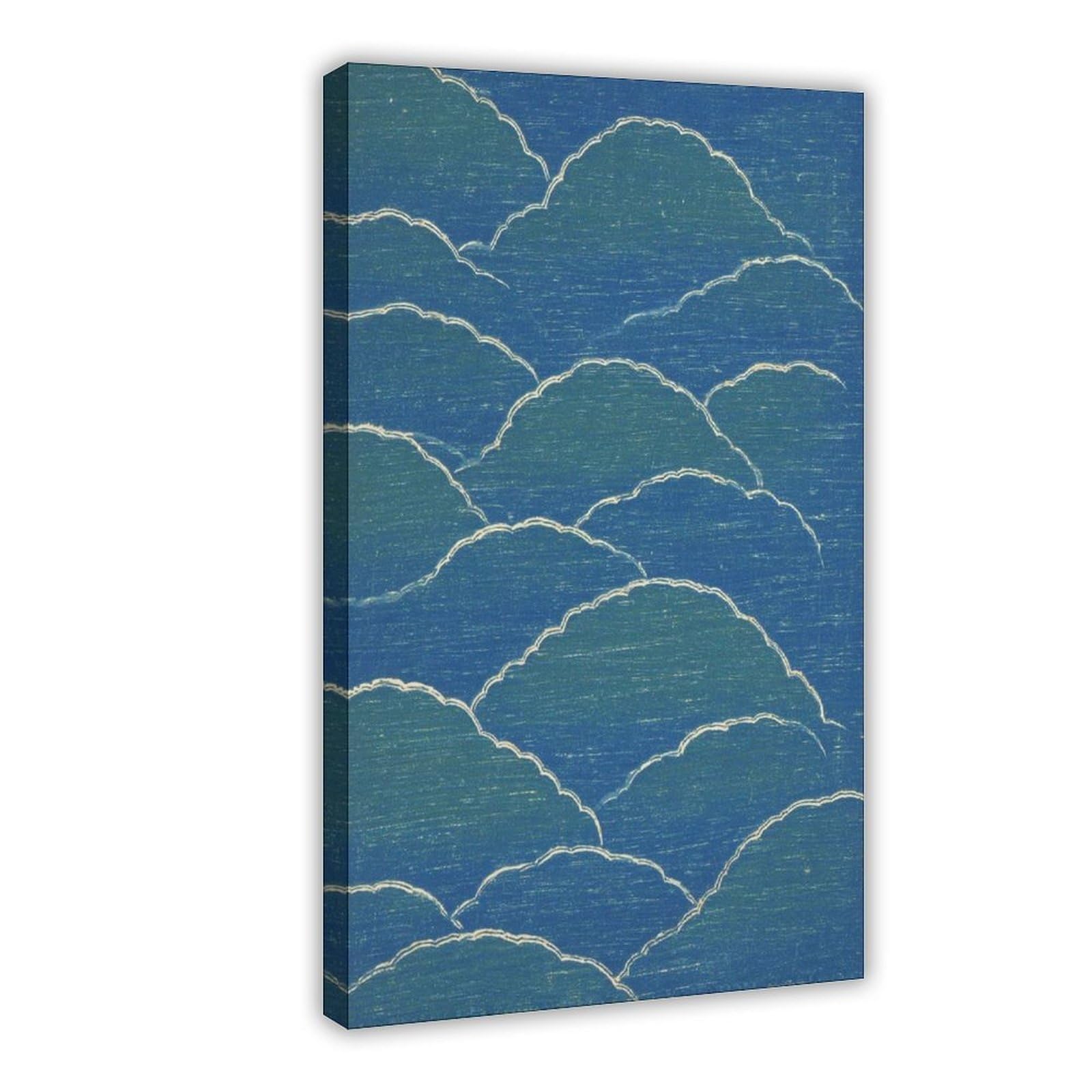 Bareronor Japanese Blue Cloud Canvas Poster Bedroom Decor Landscape Office Room Decor Gift 24" L X 36" W